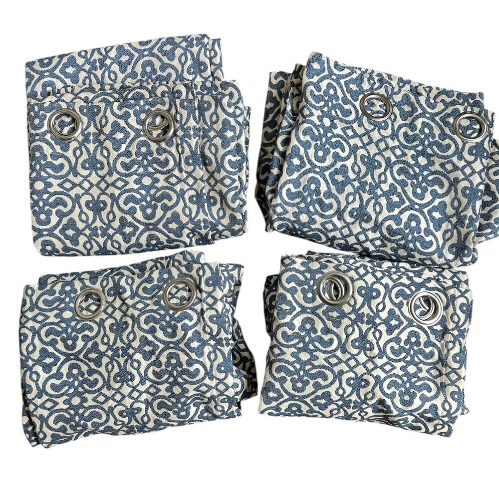 RODEO HOME Blue/Silver Grommet Curtains 54"W x 93"L